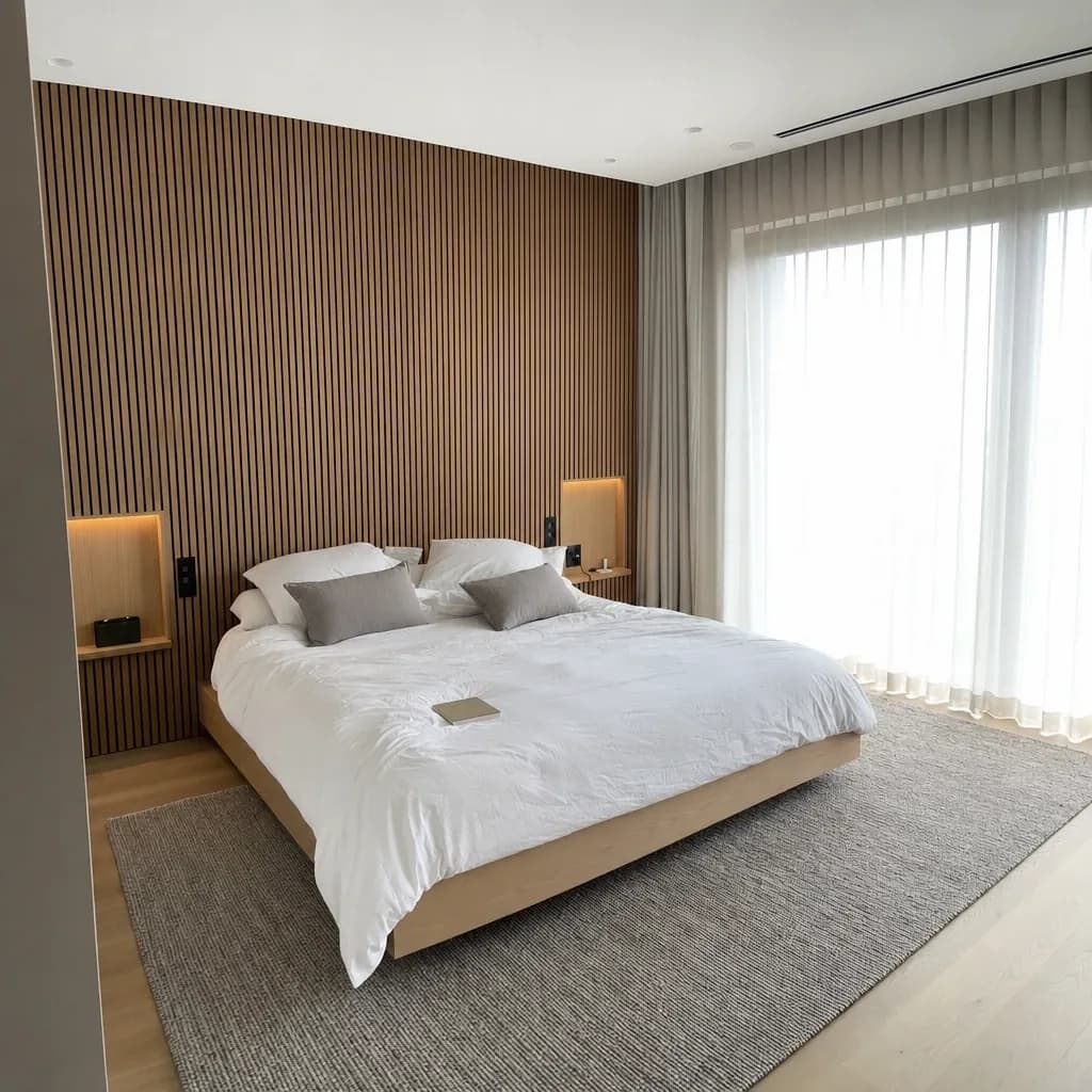 Oak-slat main bedroom