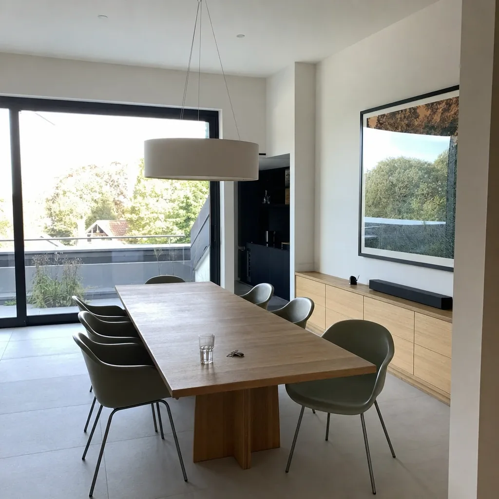 Open-plan oak dining
