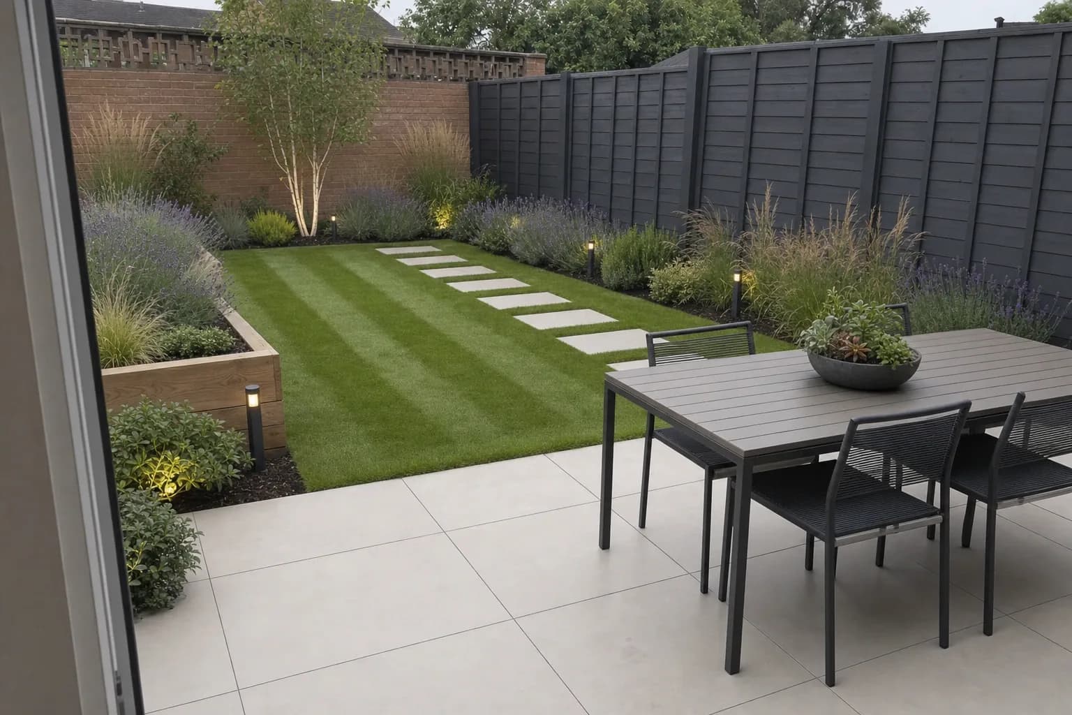 Back garden landscaped with AxisNook